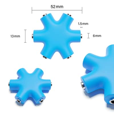 ExcelValley [Blue] Mono Patch Cable Splitter Hub 6 Port 5 Way TS 3.5mm 1/8" Modular Synth Eurorack image 2