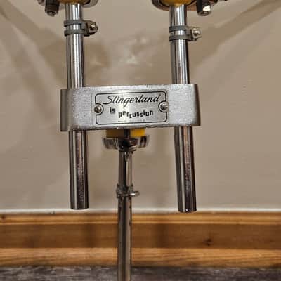 Vintage 1970s Slingerland Super Set-O-Matic Double Tom Holder Mount Complete image 2