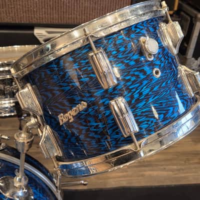 Vintage 1967 Rogers ONE OWNER 4pc Holiday Drum Kit Blue Onyx w/ Legs & Mounts + Silver Powertone Snare image 2