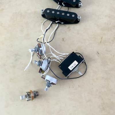 1989 Vintage Fender Japan MIJ Strat Pickup Set Relic Wiring Harness Pots Black Bobbins Post JV Era image 1