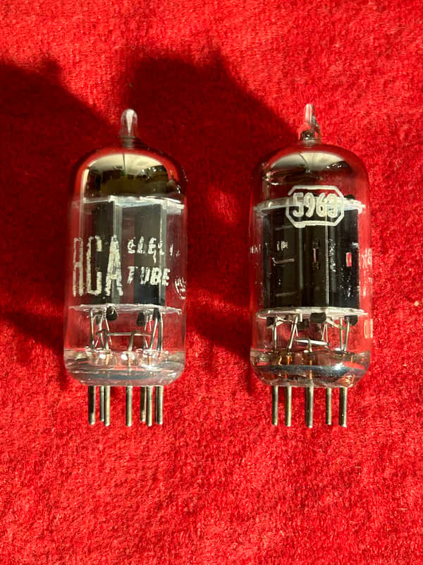 Vintage Pair RCA 12AU7 5963 White Paint Preamp/Amplifier Vacuum Tubes late-50s - Clear Glass image 1