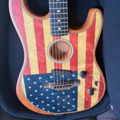 2020 Fender American Acoustasonic Stratocaster Limited Flag Edition USA w/ COA & Original Gig Bag – Excellent Condition image 1