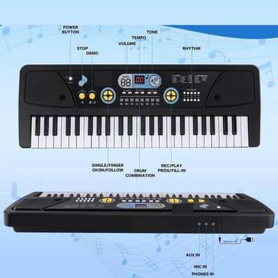 Portable Digital Piano Keyboard w/ Rechargeable Battery & Microphone 61 Key image 2