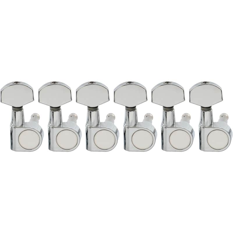 Pro 6-in-line 15:1 Ratio 2-Pin Full Sealed Machine Heads Tuners Tuning Pegs Keys with Hex Button for SQ Strat Tele Style Electric Guitar, Chrome image 1