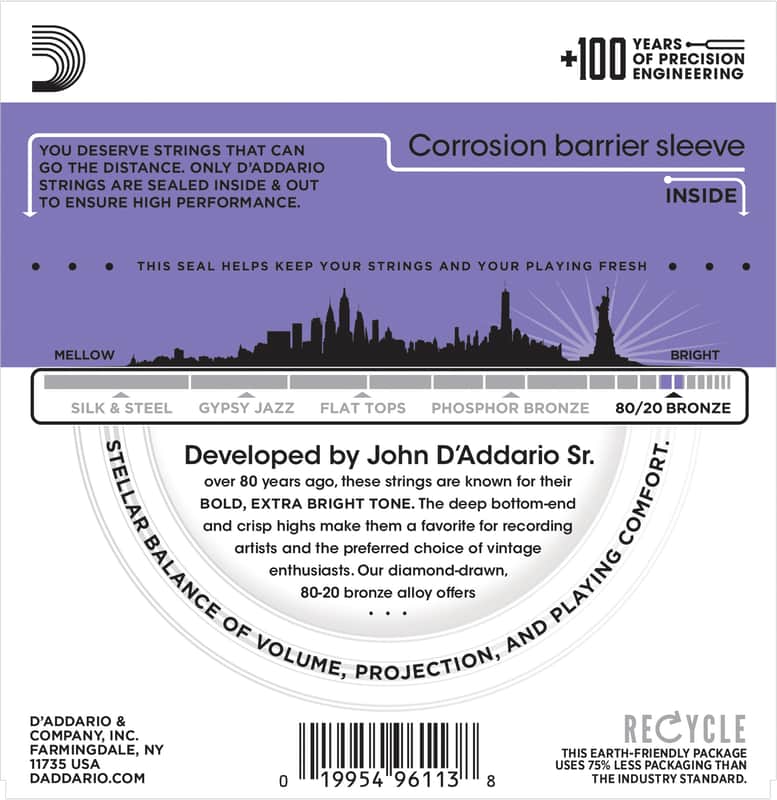 D'Addario EJ13 Custom Light 80/20 Bronze Acoustic Guitar Strings (6-String Set, 11 - 52) image 1