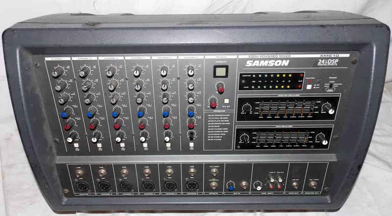 Samson XM610 powered 6 channel mixer with effects and dual outputs for monitors mains 600 watt total image 1