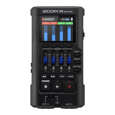 Zoom R4 MultiTrak 32-Bit Float Recorder with Stereo Bouncing + 2x Vidpro Professional Wired XLR Lavalier Microphone XM-L2 for Pro Audio Equipment with XLR Input image 2