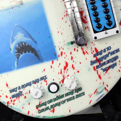 Custom Painted and Upgraded Epiphone Les Paul JR, Aged and Worn With Graphics and Matching Headstock image 8