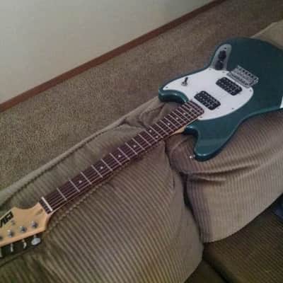 Mustang Partscaster w/ Olympic White Stripes in Dark Metallic Green image 2