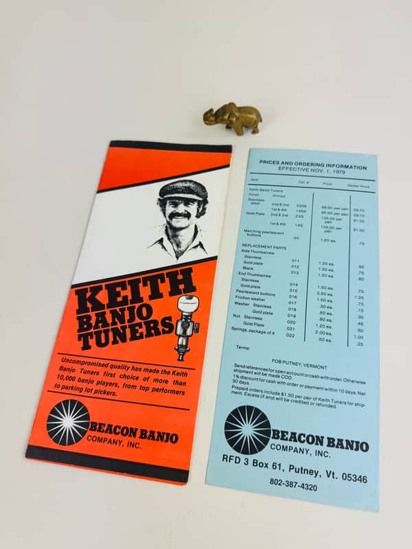 Beacon Banjo Keith Tuners Brochure & Price List Set 1979 image 1
