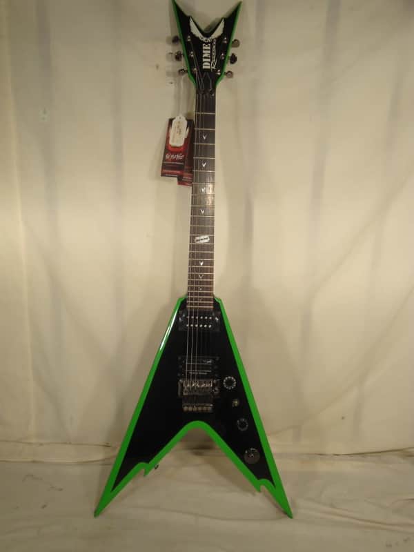 Dean Dime Razorback V Electric Guitar Black/Green w/OHSC | Reverb