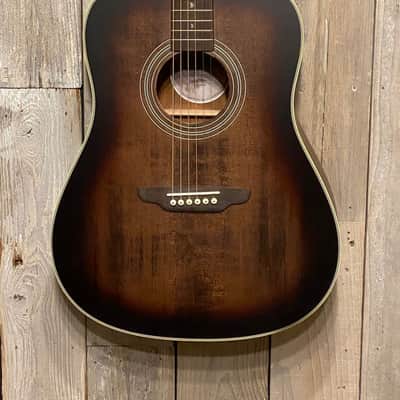 Luna Art Vintage Dreadnought - Distressed Vintage Brownburst, Help Support The People Who Make Music image 1