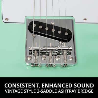 LyxPro 39" Telecaster Solid Electric Guitar, Full-Size Paulownia Body, Green image 5