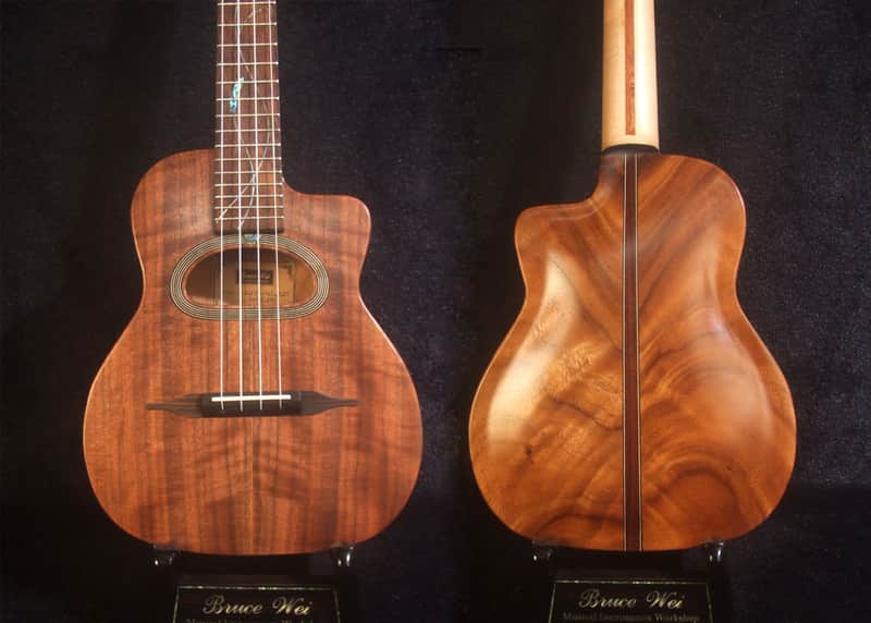 Handmade Gypsy Concert Ukulele, ArchBack Curly Wanut, Acacia MOP & Abalone Inlay, Soft-bag, Bruce Wei GUT15-2009 image 1