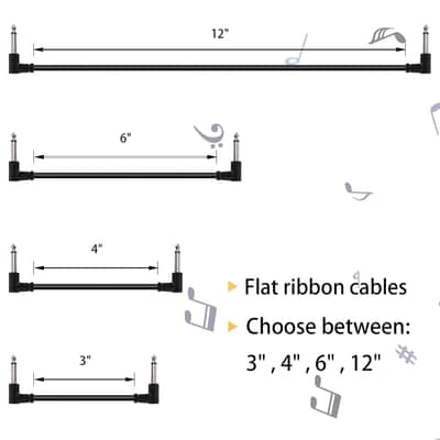 12 Inch Guitar Patch Cables 6 Pack, 1/4" Right Angle Guitar Effect Pedal Board Patch Cable, Noise Free And Long-Lasting Patch Cords For Pedals, Black image 4