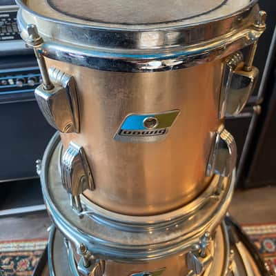 Ludwig 7pc Drum Kit - 8”, 10”, 12”, 13”, 16”, 18” and 24” Early-80’s - Brushed Gold image 3