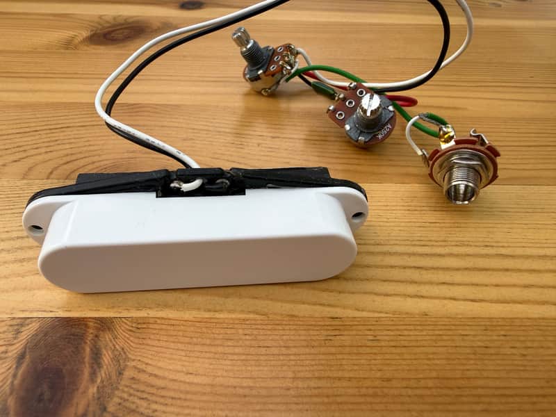 TESTED/PULLED OFF Squier Bronco Bass - Complete Pickup + Full Wiring Harness 2024 - White image 1