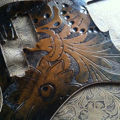 Custom Tooled Leather Pickguard fits Fender Precision P Bass image 3