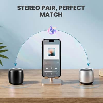 Ultra Compact Bluetooth Speaker, Mini Wireless Stereo Speaker with Selfie Remote, Hands-Free Calling & Portable Design image 2