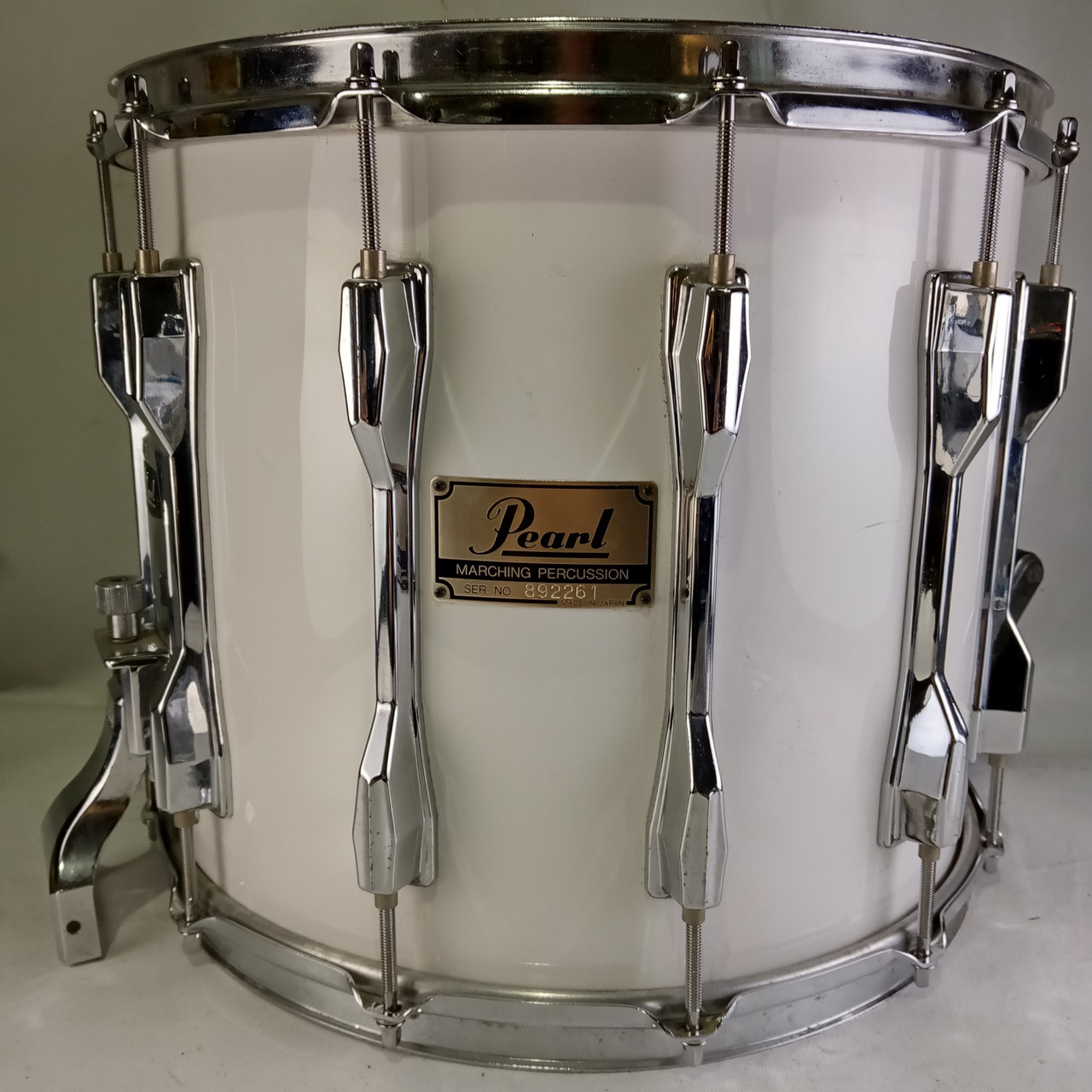Pearl 12x14"Marching Percussion Snare Drum Piano White 12-Lug High-Tension Japan — main photograph