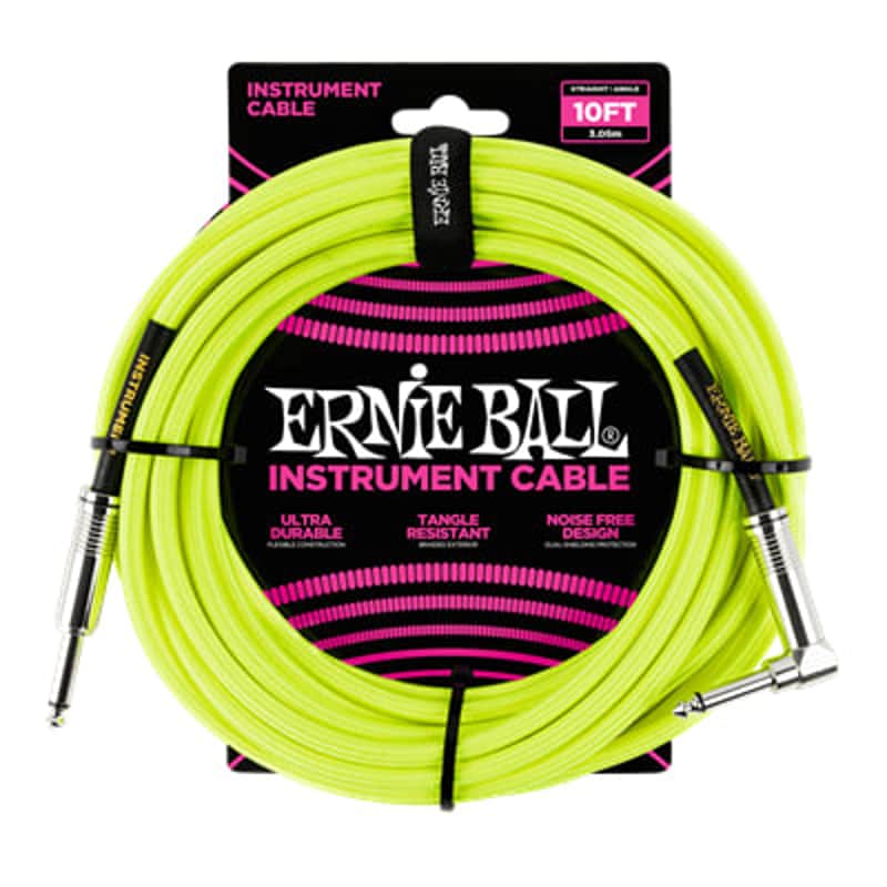 Ernie Ball Ernie Ball 10' Braided Straight/Angle Cable Yellow ...