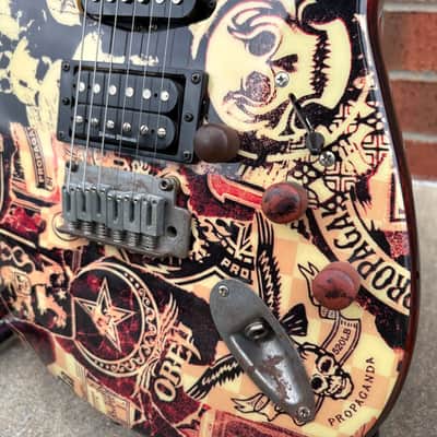 Late 2000's Squier Obey Strat & Tele Set of Two Guitars - Obey Propaganda Finish image 17