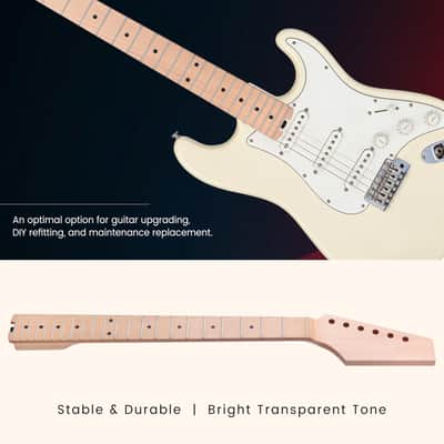 Electric Guitar Neck, 12"-16" Compound Radius, Canadian Hard Maple Neck & Fretboard, 22 Stainless Steel Frets (2.4x1.4mm), Oiled Bone Nut 42mm, Matte Finish image 7