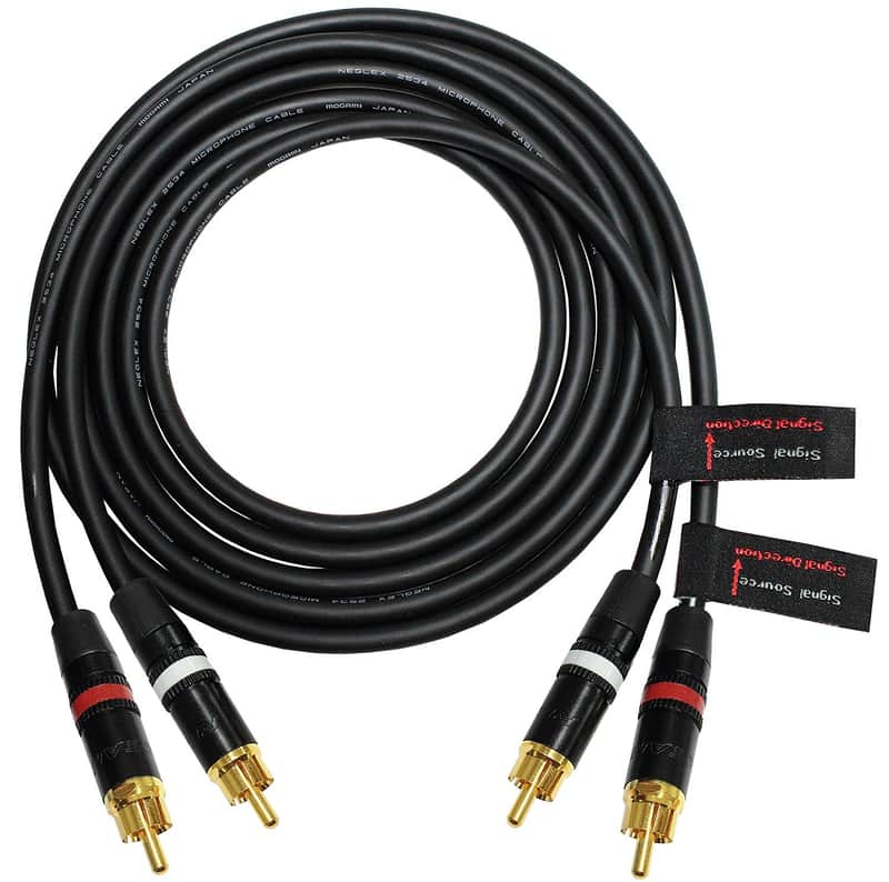 1 Foot (30 cm)RCA Cable Pair - Mogami 2534 Neglex  with Neutrik-Rean NYS Gold RCA Connectors image 1