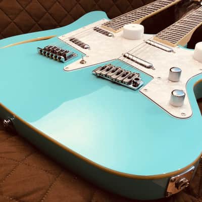 Eastwood SURFCASTER 12/6 Bound Tone-Chambered Mahogany Body Double Neck Electric Guitar w/Hard Case image 8