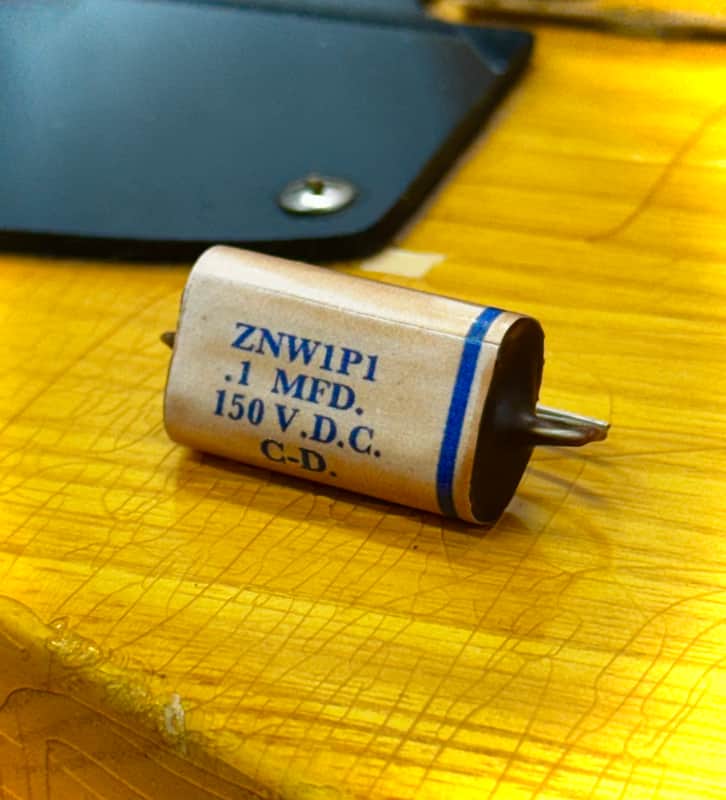 Reproduction Fender Telecaster Stratocaster 1958 - 1961 phone book capacitor cap .1 150v p bass esquire tone control plate phonebook for pots image 1