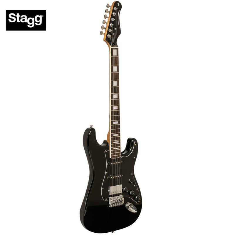 Stagg SES-60 BLK Vintage Series Solid Alder Body Bolt-on Roasted Maple Neck 6-String Electric Guitar image 1