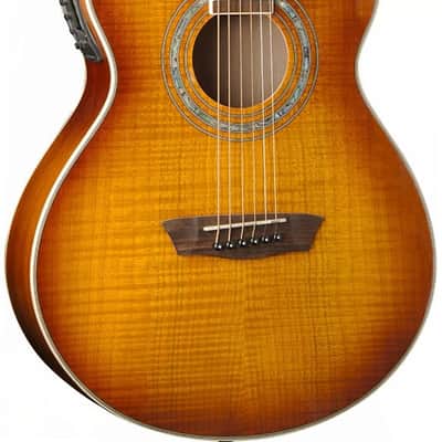 Wahsburn Festival EA15ATB Mini Jumbo Cutaway Acoustic-Electric - Ice Tea Burst image 3