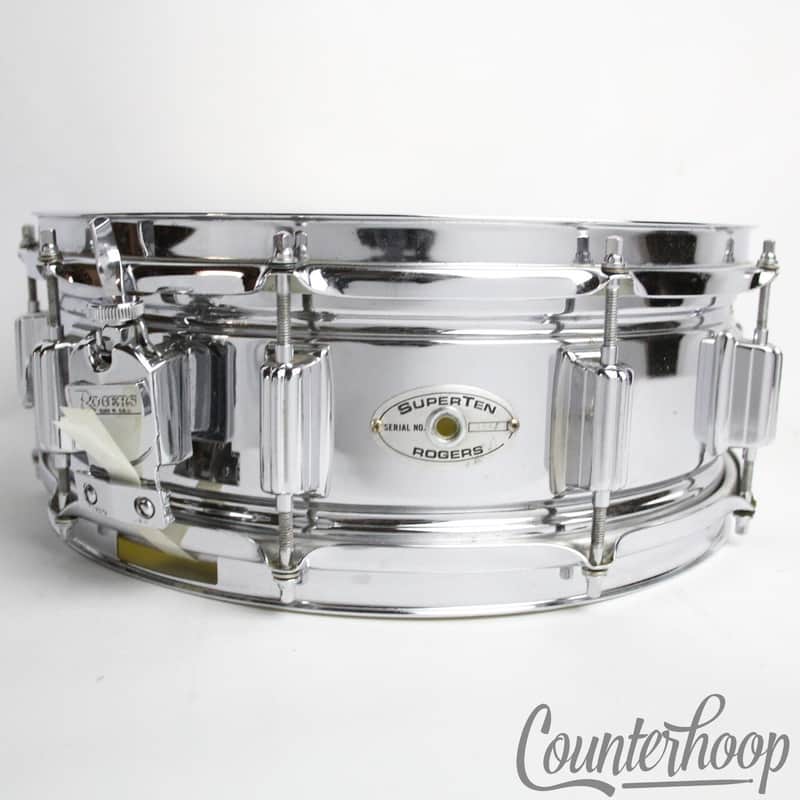 *Rogers SuperTen 14x5"Snare Drum COS Steel 10Lug Vintage 70s 1973 Script Chrome* image 1