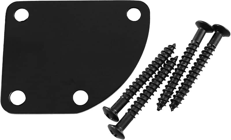 1 SET Electric Guitar Neck Plate Curved Cutaway Semi Round Neck Joint Back Mounting Plate 4 Holes with Screws Compatible with Guitar Bass Parts Replacement image 1