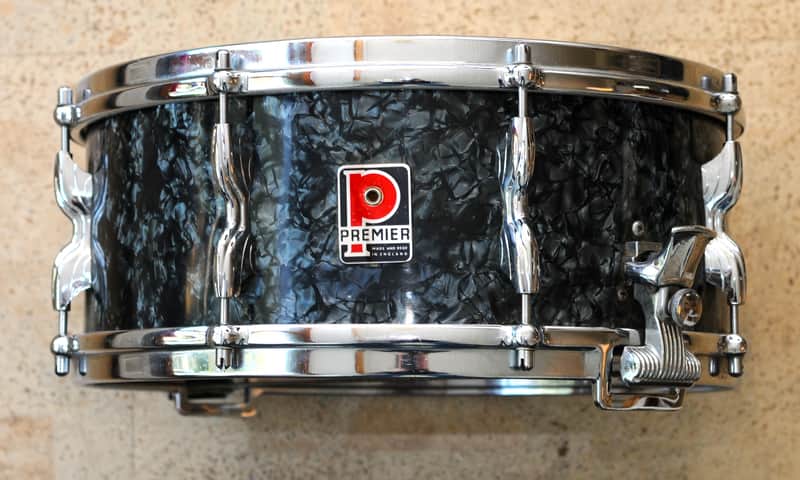 Premier 14" x 5,5" Birch Royal Ace Black Pearl Snare 60´s Vintage Case Stativ image 1