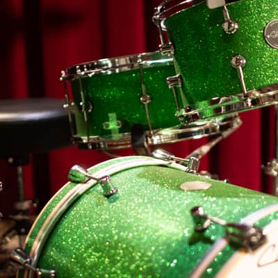 Click Icon 4pc Maple Drum Set Green Satin Sparkle Shell Pack 16 13 10 13 image 6