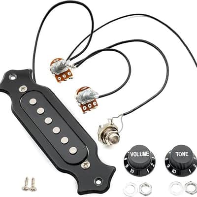 Pre-wired 6-String Single Coil Electric Cigar Box Guitar Soundhole Pickup Harness with Volume & Tone knobs Pots image 3