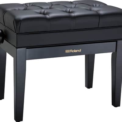 Roland RPB500 Satin Black Adjustable Piano Stool with Button Top and Music Storage image 1