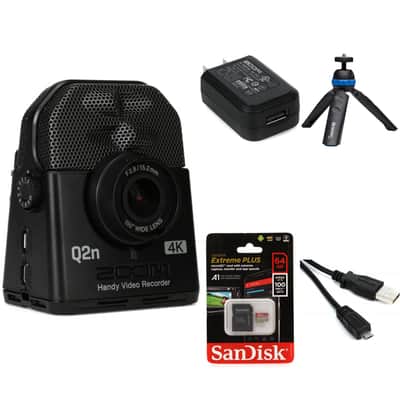 Zoom Q2N-4K Starter Bundle Handy Video Recorder Kit with SD Card Power Adapter Tripod image 1