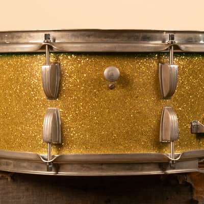 1959 Ludwig 6.5x15 Faded Green School Festival Snare Drum image 5