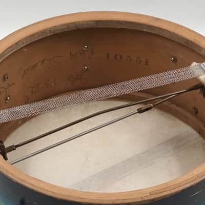 Vintage Ajax 1930s New Century Dual Snare Drum – Blue Silver Duco – Solid Shell image 14