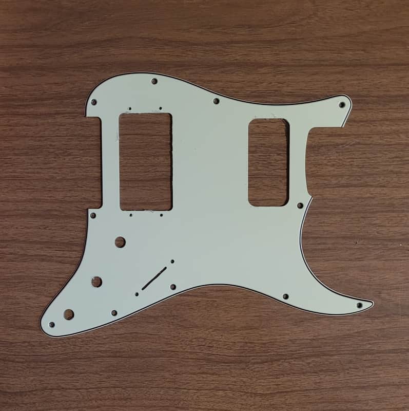 Strat Pickguard - Wide Range Humbucker and Filter'tron routes- 3 ply mint - 11 hole image 1