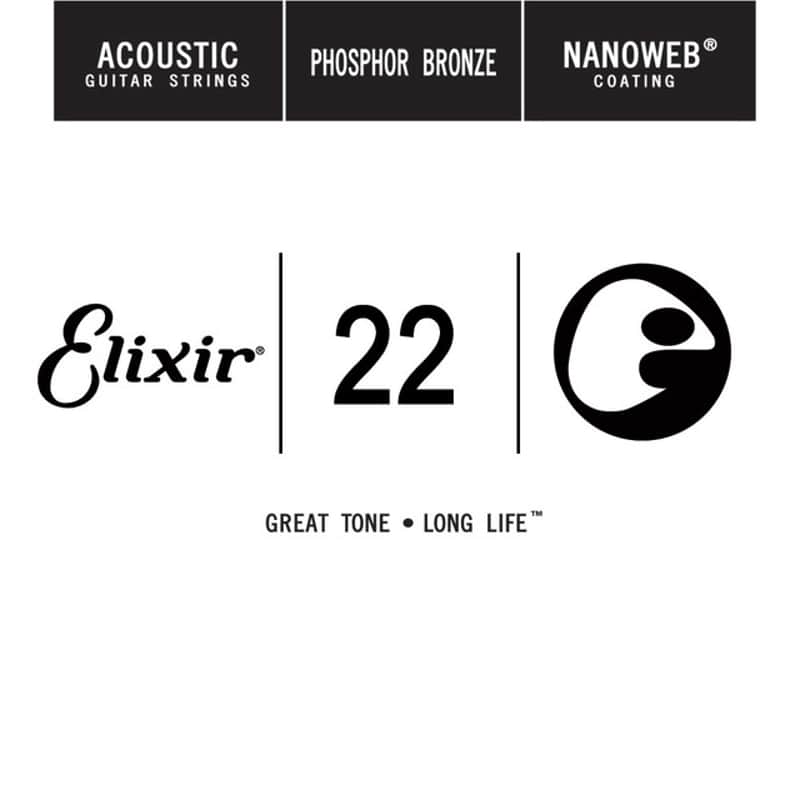 Elixir Single .022 Acoustic Phosphor Bronze String with NANOWEB Coating image 1