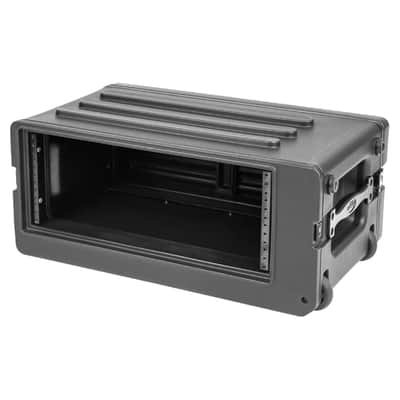 SKB 4U rSeries Shallow Rolling Rack with Integrated Back Wheels and 1-Touch Pull Handle, Comes with 8 Rack Units and Interlocking Molded Stacking Bars image 9