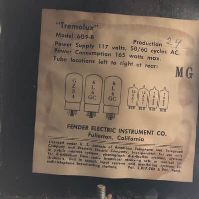 1963 Fender Tremolux Amp Head (Blonde 6G9-B) w/ 2X10 Cabinet Owned by Ian D'Sa of Billy Talent image 9