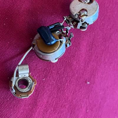 Set 1976 Fender Mustang Jazz Musicmaster bass pots harness jack image 4