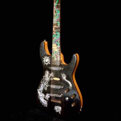 Blueberry Handmade Electric Guitar with Solid Silver and Gold Inlays image 4