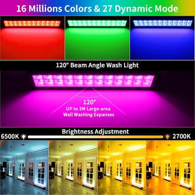 LED Stage Wash Light Bar - 2Pack 48W RGBCW DJ Light Bar IP66 Waterproof Smart APP & Remote Control with Music Sync Memory Function Uplights for Outdoor Indoor Parties Events image 2