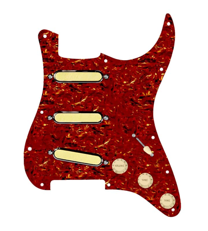920D Custom Gold Foil Loaded Pickguard For Strat With Aged White Pickups and Knobs, Tortoise Pickguard For Strat, and S5W Wiring Harness image 1