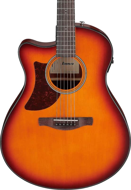 Ibanez AAM50LCE Left-Handed Grand Auditorium Acoustic-Electric Guitar, Solid Spruce Top, Open Pore Light Brown Sunburst image 1